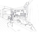 インテリアのラブ絵を描きます 色付けはありませんがインテリアのラフ絵を描かせて頂きます イメージ1