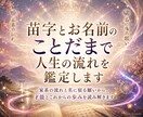 苗字とお名前のことだまで人生の流れを鑑定します 家系の流れと名に宿る願いから、才能と今後の歩みを読み解きます イメージ1