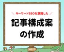 キーワードSEOを意識した記事構成案の作成をします SEO記事で検索上位を狙う方向けにKW調査～構成案作成まで イメージ1