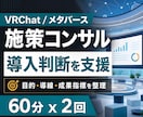 VRChat/メタバース施策実施を支援します 現状を評価し、実施施策を60分x2回で整理します イメージ1