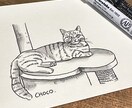 ペットの猫を白黒ペン画でポストカードに描きます アナログのペン画で味のある一枚を〜郵送のみ対応〜 イメージ4