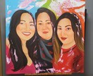 キャンバスにリアルな肖像画を描きます アクリル絵の具で描いています　個人の絵、カップル、家族 イメージ7