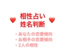 24時間以内に姓名判断にて、相性を占います あなた様とお相手様の恋愛傾向と相性の鑑定結果お送り致します イメージ1