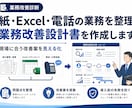 紙・Excel業務の問題を整理し改善設計書作ります 現場と管理側の認識をそろえ、システム導入前の失敗を防ぎます イメージ1