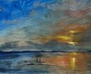 心に残る風景画（海、朝日、夕日、空など）描きます 水彩画を油絵のように描く風景画 イメージ2