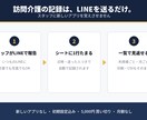 訪問介護の記録をLINEで送るだけで残しますます 実地指導で出せる記録が、現場のLINEだけで貯まります イメージ1
