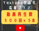 Youtube動画５本５００回ずつ再生させます Youtube再生回数５００回ずつ５本拡散します イメージ1