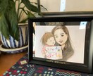 それぞれ別々の写真からでも素敵な似顔絵描きます 他のインテリアにも合わせやすいシンプルでおしゃれな似顔絵です イメージ3