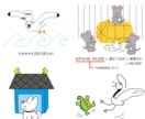 コミカルなキャラで紙面、画面を楽しくします ベクター画。線画にベタ塗りのシンプルで分かりやすいイラスト イメージ5