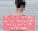 ファンサイト向けのモザイク加工、カットを致します 秘密厳守、最安値で編集。BGM、テロップ、色調整も可能です。 イメージ1