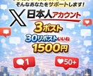 新規ポスト✖️３個　【30】リポストいいねします あなたのポストを大事に拡散します！ イメージ1