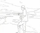 写真を元に、シンプルで温かみのある線画を制作します 写真の温度を残す、人と動物の距離感を大切に描きます イメージ4