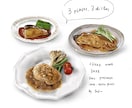 温かみのあるお食事イラスト付メニューデザインします リアルで温かみのある、すっきりとしたメニューデザイン イメージ6