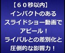 出品サービスのPRや自己紹介等の動画作成代行します 【60秒以内】インパクトのあるスライドショー動画でアピール！ イメージ2