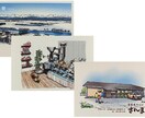 お店や絵にしたい風景スケッチポストカード作成します 手描きの線画と添景でイメージをつくります イメージ1