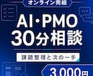 AI・PMOの悩みを30分で整理します 元外資ITコンサルが次の一手を一緒に決めます イメージ1