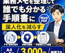 業務メモを整理して誰でも分かる手順書を作ります 属人化を減らし、誰でも同じ判断ができる形にします イメージ1