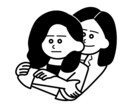 カップルイラスト描きます カップルのシンプルなモノクロイラスト イメージ1