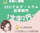 お試し価格♪個人ブログ/企業コラム記事書きます 新規様用・SEO対策記事もOK！専業ライターが構成作成&執筆 イメージ1