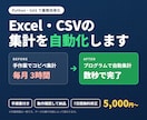Excel・CSV集計をPythonで自動化します コピペ集計から卒業！手順書付きで初心者も安心 イメージ1