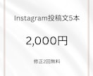 Instagram投稿文5本作成します 先着5名限定、5本2,000円で対応します イメージ1
