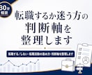 転職するか迷う方の判断軸を整理します 転職する／しない・転職活動の進め方・判断軸を整理します イメージ1