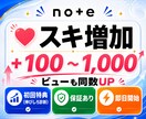 note記事を拡散しスキ・いいねを増やします note｜スキ｜同数のビュー付｜初回伸びしろ診断付｜予約可 イメージ1