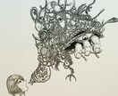 少し考えさせられる、少し暗い感じの絵を描きます あなたを不思議な黒白の世界へお連れします イメージ1
