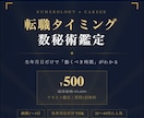 初回限定¥500転職タイミングを数秘術で鑑定します 生年月日から「今動くべきか」がわかる、転職専門の数秘術鑑定師 イメージ1