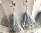 ふわふわ アブリルのアクセサリー作ります コットンパールとアブリル糸のピアス、イヤリングです。 イメージ2