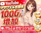 YouTubeチャンネル登録者1000人増やします 高品質｜減少保証付き｜収益化対策にも対応｜大口注文可 イメージ1