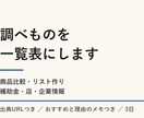 調べものを一覧表にまとめます 比較表・リスト作り・情報整理。出典URLつきでお渡しします イメージ1