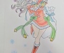 色鉛筆画で納品します レディサンタがあなたにプレゼントを届けます イメージ1