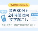 音声30分を24時間以内文字起こします 24時間以内納品・修正1回無料・講義や会議対応 イメージ1