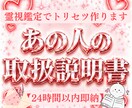 あの人の取扱説明書｜本音・接し方・次の一手占います 彼の気持ちが分からず不安なあなたへ「完全攻略マニュアル」作成 イメージ1