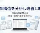 文章構造を分析し改善します 伝わる文章へ構造から再設計。整え、使える形にします イメージ1