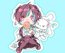 ポップな絵柄のイラストを制作します オリジナルシールやSNSのアイコンなどに！ イメージ1