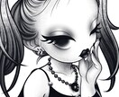 キュートでダークな白黒イラスト描きます 他にはない作風で目を引くイラストを制作します イメージ7