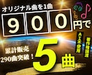 1曲900円×5曲！高品質BGMを格安で作曲します AI不使用・完全人力制作！全曲が商用利用可・著作権譲渡 イメージ1