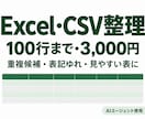 Excel・CSVの表を100行まで整えます 3,000円｜表記ゆれ・重複候補・体裁を整理 イメージ1