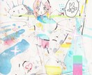 きらきらイラストヘッダー描きますます 風がたつ、金平糖のお星様、きらきらの少女は雲を見る イメージ2