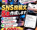 SNS投稿用の文章を5本作成します 目的に合わせて伝わる投稿文を作成します イメージ1