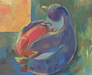 油絵風のゆるふわペンギンのイラスト作製します スマホやタブレットのサイズに対応/アイコン/商用利用/ イメージ5