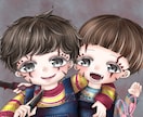 2名様限りミニキャラ2名分を1500円で描きます 夢絵や、ペア画、違うポーズ、表情差分などを描きます！ イメージ1