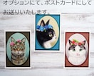 花冠で飾った愛猫さんのイラスト描きます フレームが描いてある、ふんわり可愛い肖像画風イラスト イメージ7