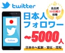 懸賞垢でないTwitter日本人フォロワー増えます 安心の30日減少保証★1000～5000人宣伝・拡散して増加 イメージ1