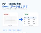 PDF・画像の表をExcelにデータ化しますます 面倒な転記作業を代行し、編集しやすいExcelに整理します イメージ1