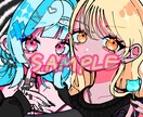 SNSで目立つパキッと双子アイコン描きます 派手✖︎派手なイラストで目を引くイラストを描きます イメージ1