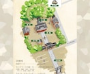 手書き風イラスト地図（観光or英語MAP）描きます 民泊や駅周辺の便利なお店や施設の情報を、イラストで描きます イメージ3