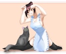 猫と人間が仲良くしているイラストを描きます アイコン・サムネ・立ち絵などにどうぞ イメージ1
